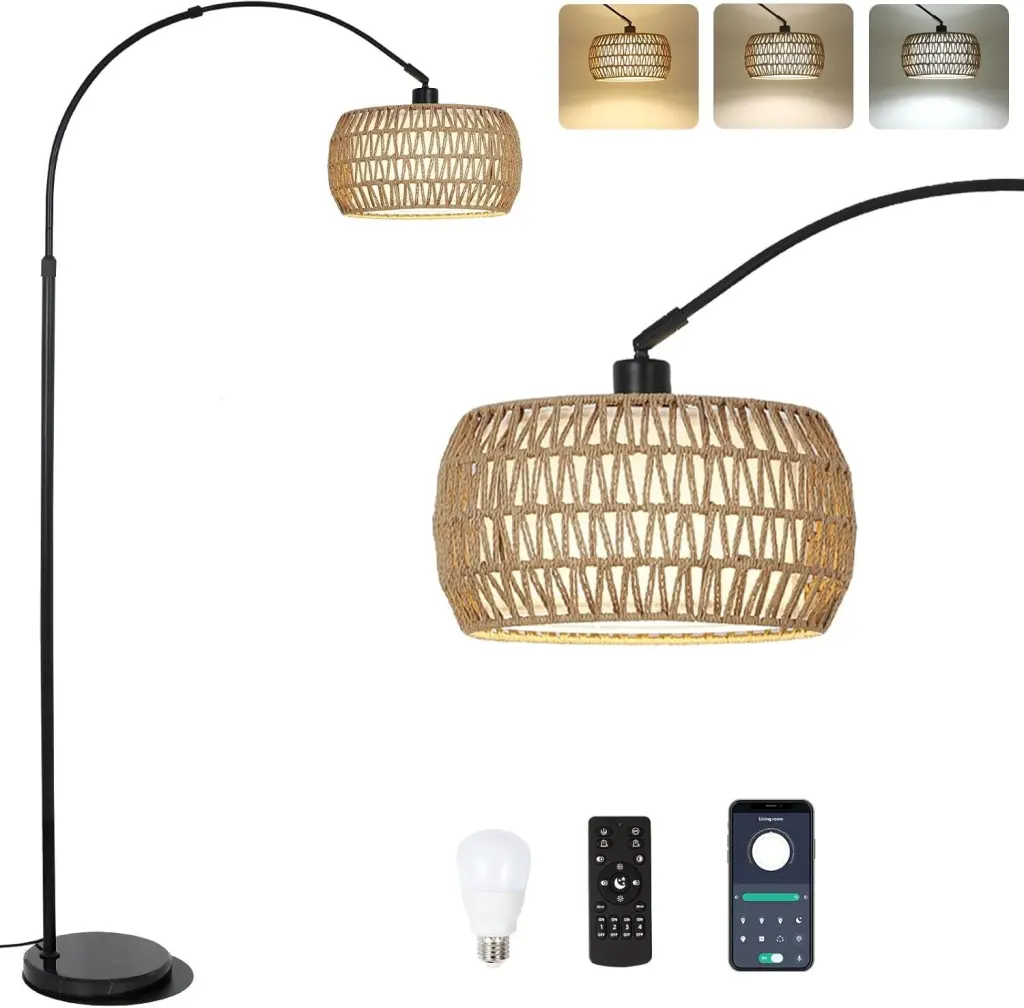 Arc Floor Lamp Living Room 3 Hue Temperatures Black Stand Modern Lighting dfzj lighting