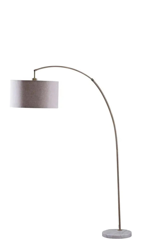 86 Inch Tall Metallic Floor Arc Lamp Bowery Beige and Antique Precious Metal Finish california home
