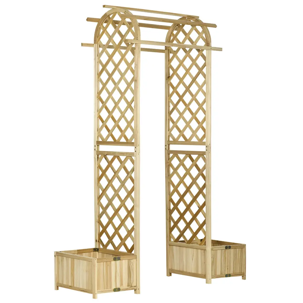 Outsunny 7.5 Foot Wooden Wedding Arch Garden Arbor Climbing Plants Outdoor Decor aosom business