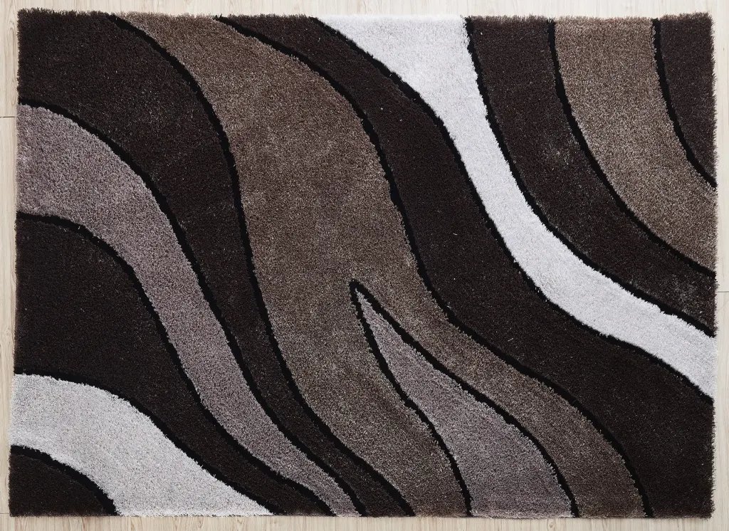 Aria Collection Soft Pile Hand Tufted Shag Area Rug Brown Polyester furnings