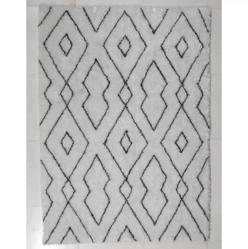 Aria Collection Soft Pile Hand Tufted Shag Area Rug White Polyester furnings