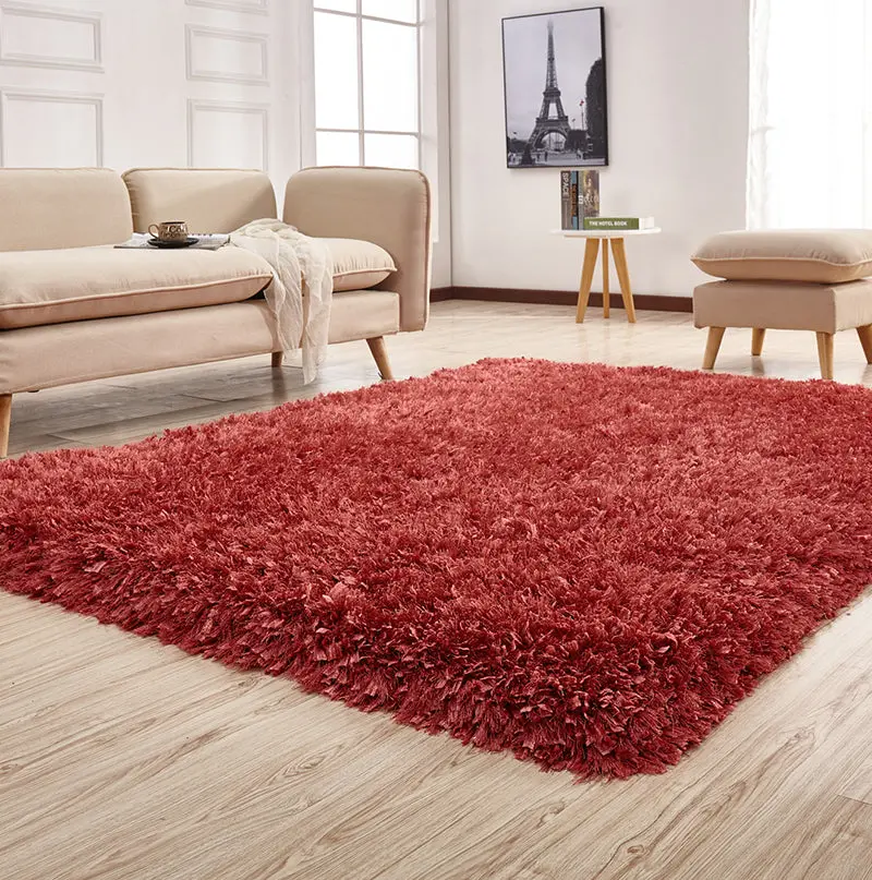 Coral Hand Tufted Shag Area Rug Peach Polyester Home Decor furnings