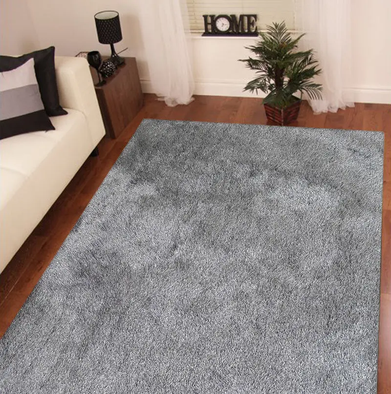 Fancy Shaggy Hand Tufted Area Rug Grey Polyester furnings