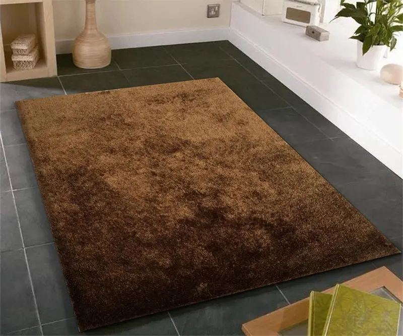 Fuzzy Shaggy Hand Tufted Area Rug Brown Polyester Living Room Carpet furnings
