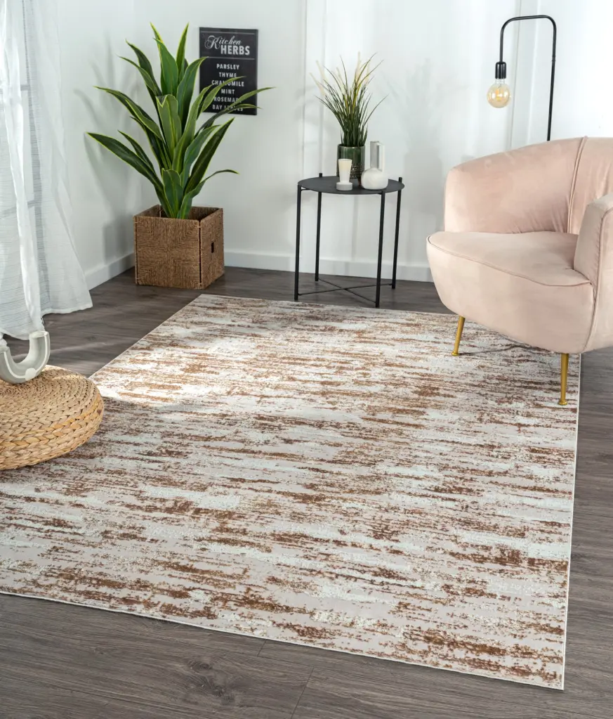 Milano Collection Shimmer Skin Woven Area Rug Beige Polyester furnings