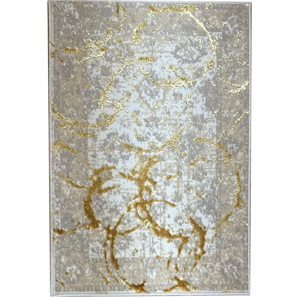 Penina Premium Area Rug Beige And Gray Precious Metal Circles Abstract Design furnings