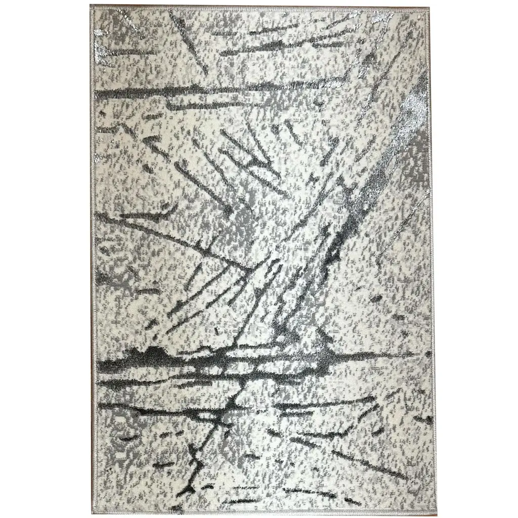 Shifra Premium Gray Area Rug Shiny Metal Abstract Design Multicolor 5x7 furnings