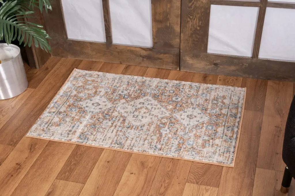 2x3 Ft Noble Area Rug Rust Polyester Living Room Carpet icona home decor