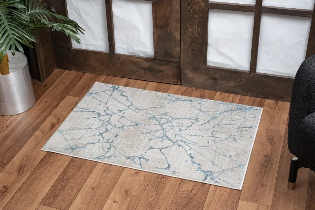 Elegance Gc Cnc6005 Blue 2 Ft. X 3 Ft. Area Rug Beige Polyester Non-Slip Rug icona home decor