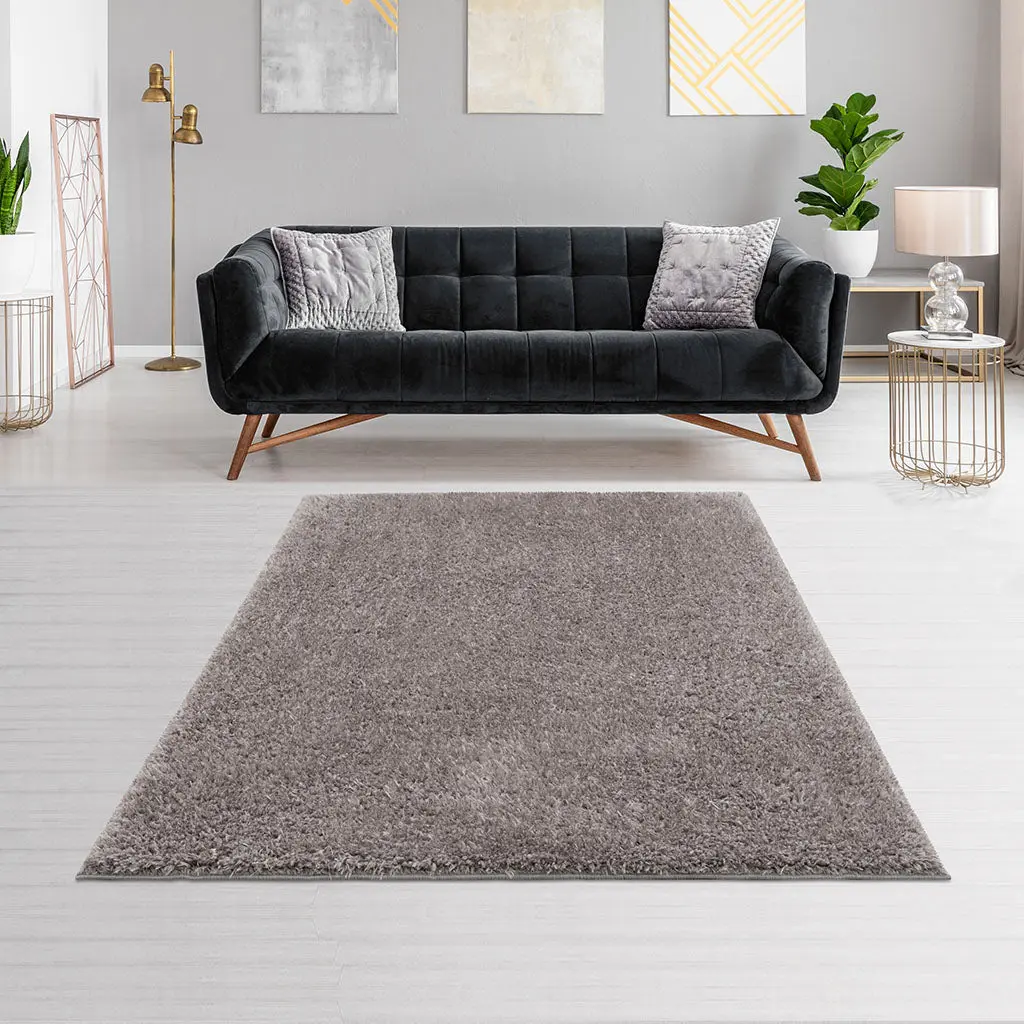Super Soft Polyester Shag Area Rug Grey Polyester - Plush Modern Living Room Carpet jla