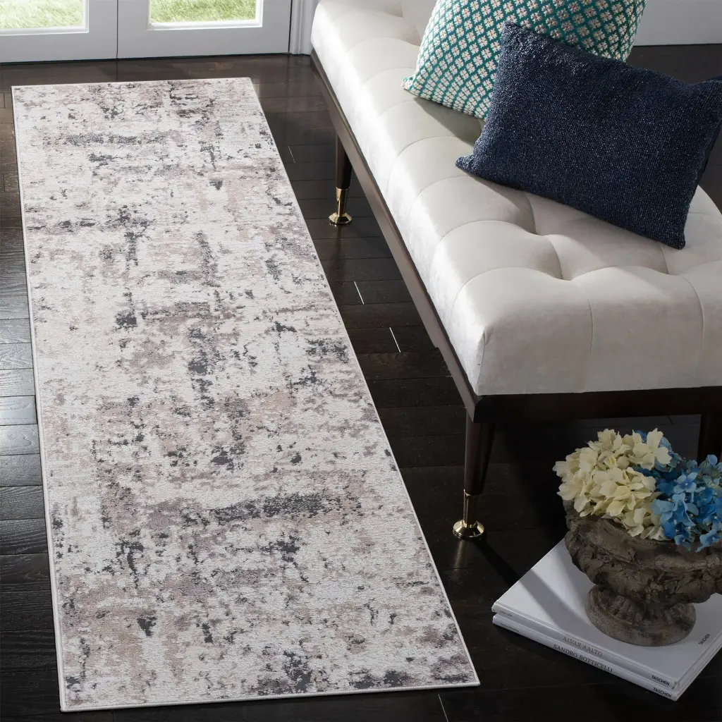 2x8 Cream Brown Abstract Non Shedding Area Rug Living Room Bedroom naar rug
