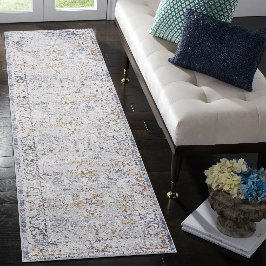 2X8 Ivory Grey Traditional Non Shedding Area Rug Living Room Bedroom Dining naar rug