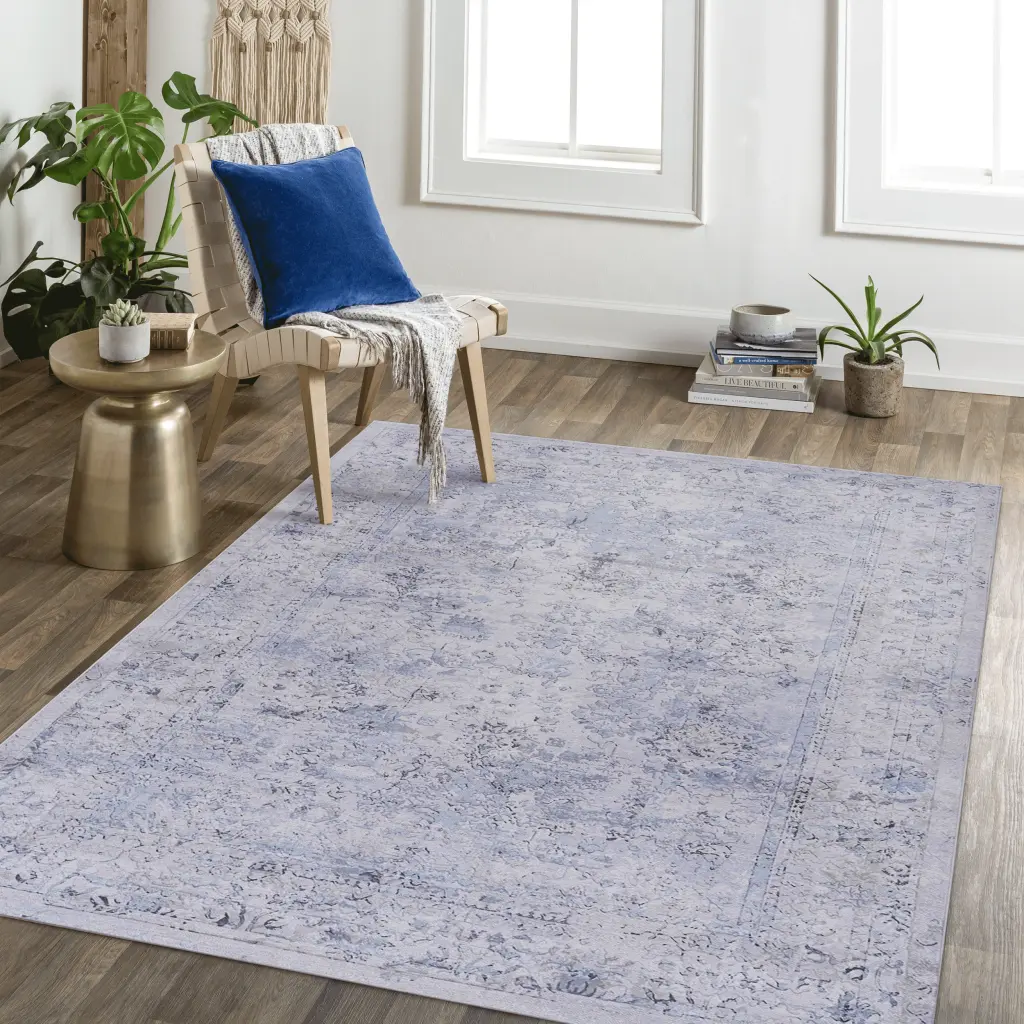3X5 Washable Area Rug Low Pile Non Slip Non Shedding Collapsible Indoor Outdoor Rug naar rug