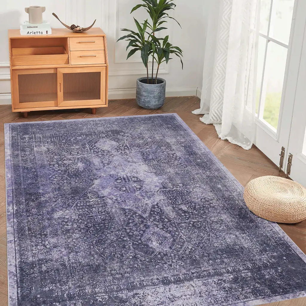 5x8 Washable Low Pile Non Slip Non Shedding Area Rug Bedroom naar rug