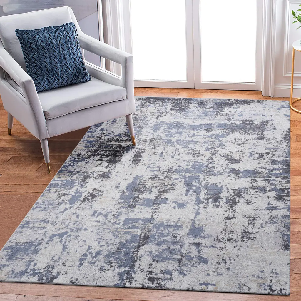 6x9 Grey Denim Abstract Non-Shedding Living Room Bedroom Dining Home Rug naar rug