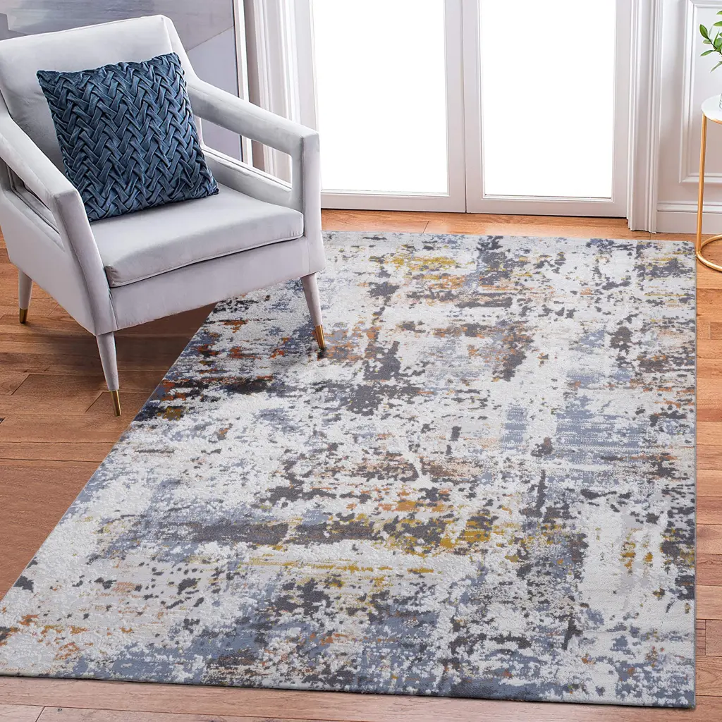 8X10 Ivory Blue Abstract Non Shedding Area Rug Living Room Bedroom Dining Home naar rug