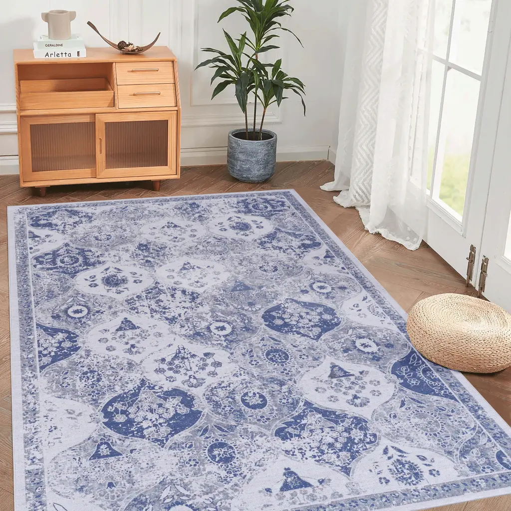 9X12 Washable Low Pile Non Slip Area Rugs Living Room naar rug