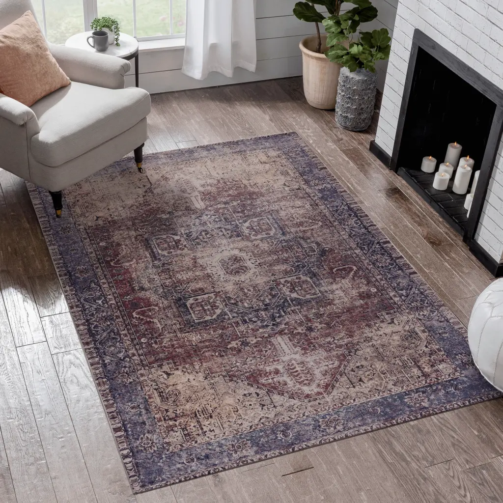 Area Rugs 8X10 Dining Room Washable Rug Low Pile Non Slip Non Shed naar rug