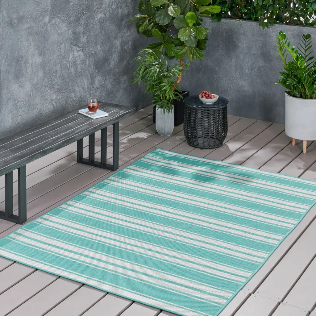 1802G 5'3"x7' Rug Teal Polypropylene Modern Area Rug Living Room nh-kisa