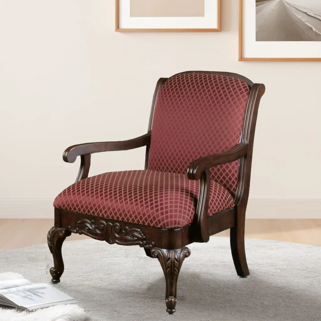 Santiago Magenta Arm Chair Red Foam and Timber Material ridgecrest home