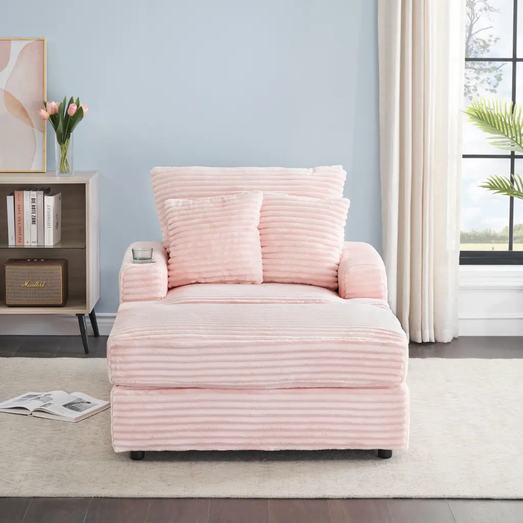 39 Inch Spring Upholstered Armchair And Ottoman Set Cozy Single Seater fan chen furniture