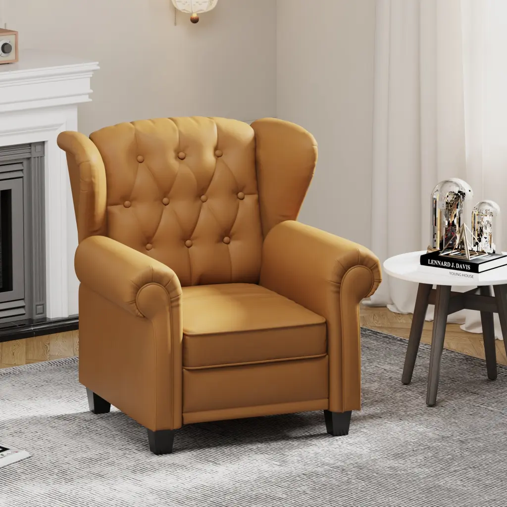 Modern Tufted Push Back Armchair - Technical Leather Adjustable Swivel Chair huazhao furniture