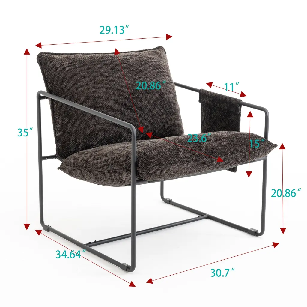 2 Chairs 1 Box Upholstered Hanging Armchair Arm Pocket Metallic Modern Seating more furniture