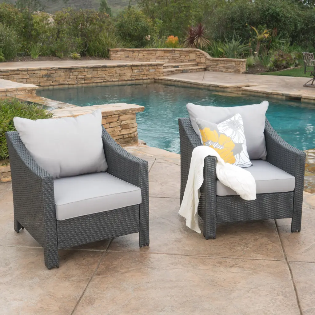 Antibes Armchair Set 2 Grey PE Rattan and Iron Frame nh-kisa