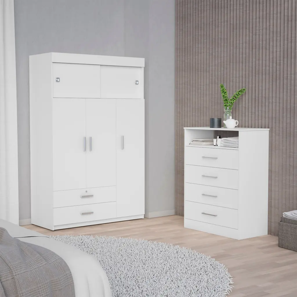 Omaha 2 Piece Armoire And Dresser White Bedroom Furniture Set furniture max