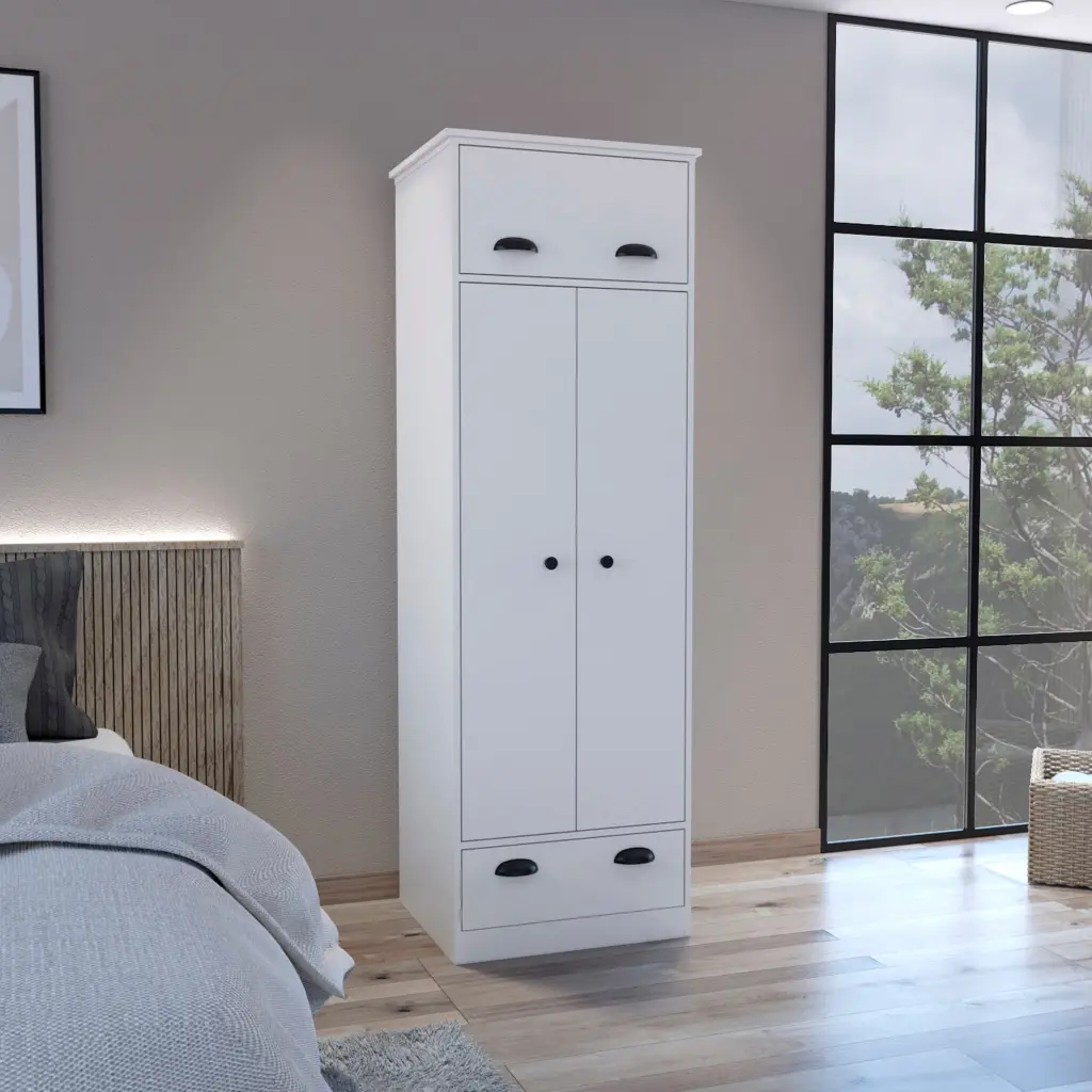 Falkland Armoire 1 Drawer And 1 Hinged Drawer White Storage Cabinet rta muebles colombia