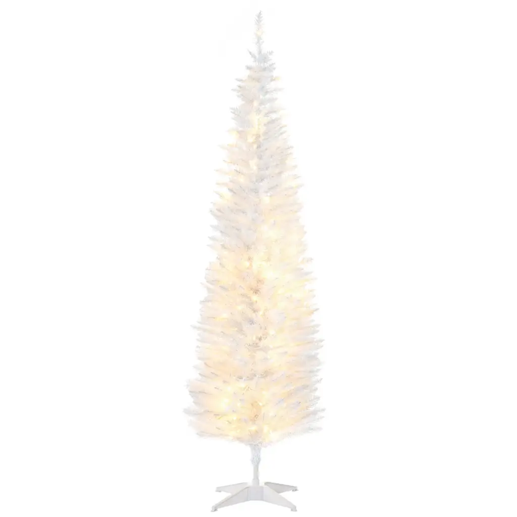 Homcom 6' Tall Pre Lit Slim Noble Fir Artificial Christmas Tree 200 LED Lights aosom business