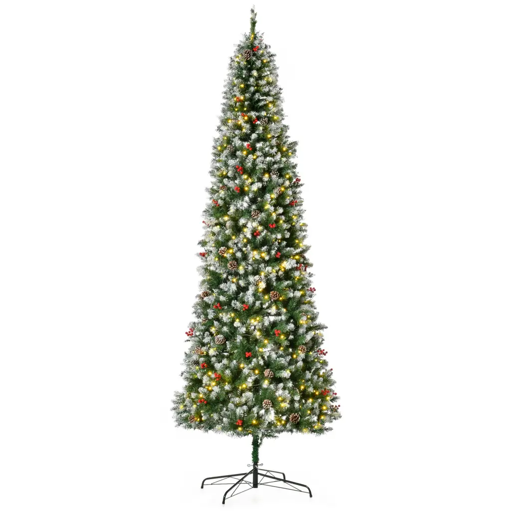 9 Foot Pre Lit Snow Dipped Artificial Christmas Tree Realistic Pine aosom business