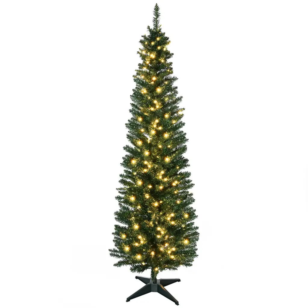 Homcom 7 Foot Tall Pre Lit Slim Noble Fir Artificial Christmas Tree aosom business