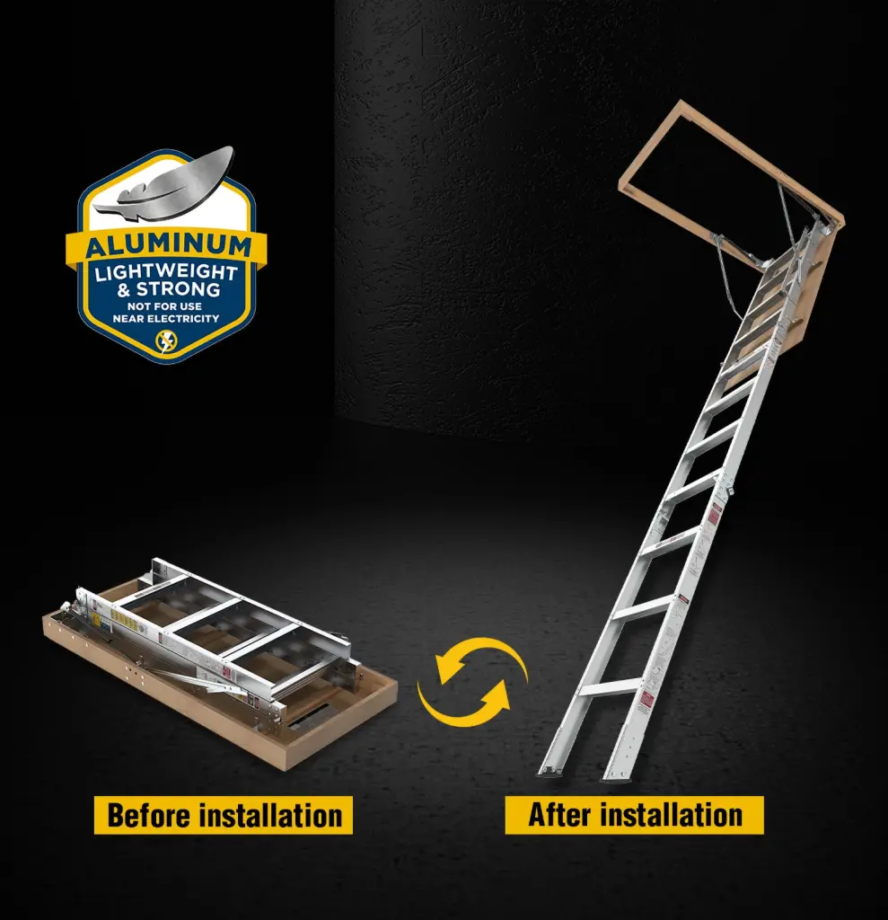 Houtilizehold Aluminum Attic Ladder 25x54 Inch 375 Lbs Capacity rnb