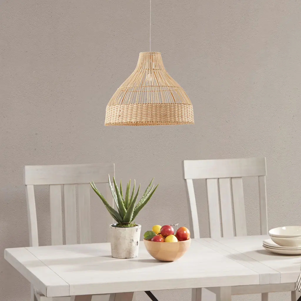 Bell Shaped Bamboo Pendant Light Natural Bamboo Finish jla