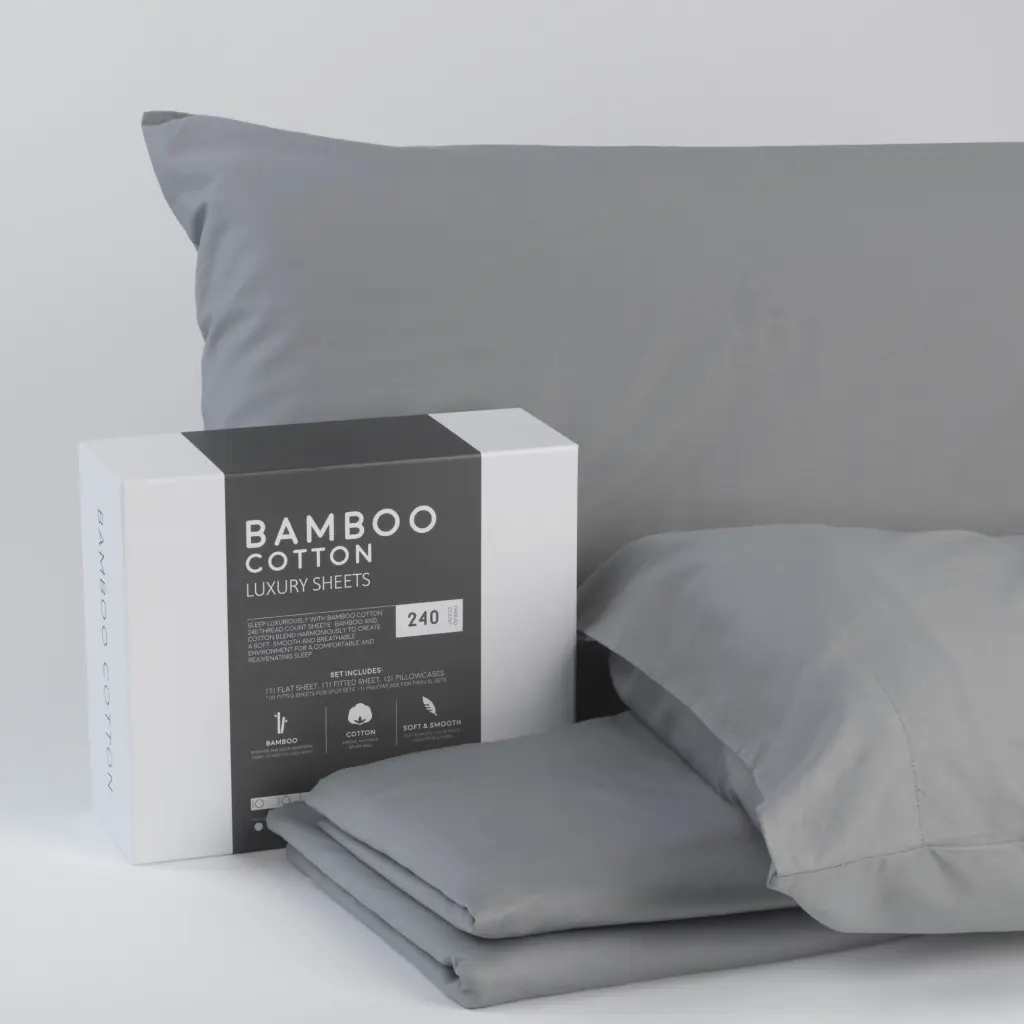 Bamboo Cotton Sheets Soft And Smooth Viscose From Bamboo Grey King Size motiontrend
