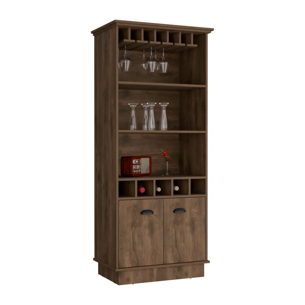 Bar Cabinet Wine Rack 70 Inch H Upper Crystal Cabinet Three Open Storage depot e-shop