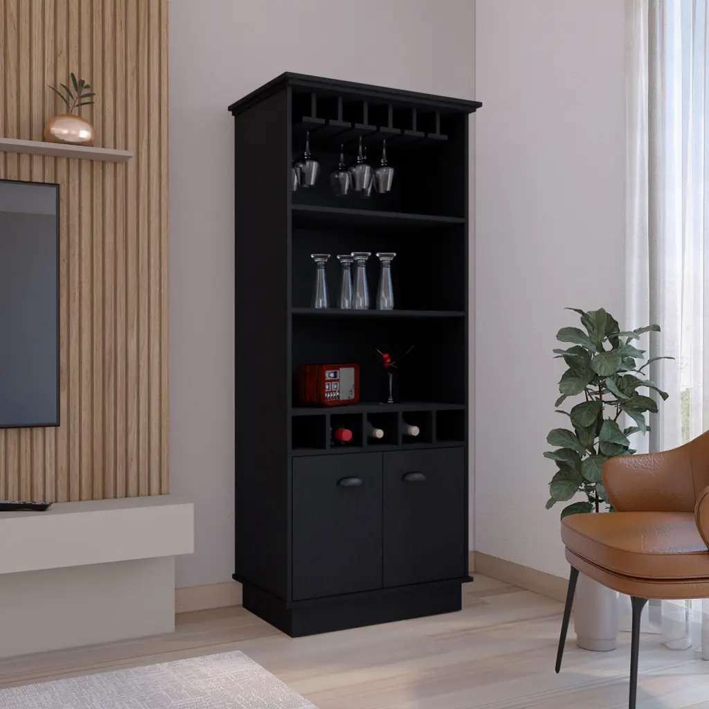 70 Inch Bar Cabinet Wine Rack Upper Crystal Storage depot e-shop
