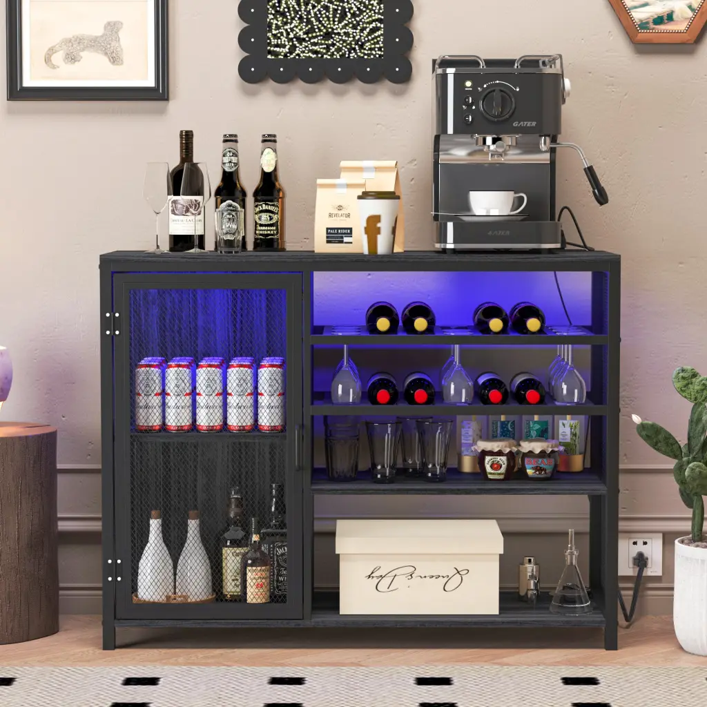Bar Cabinet Wine Bar Liquor Storage Credenza Wine Rack jxy furniture