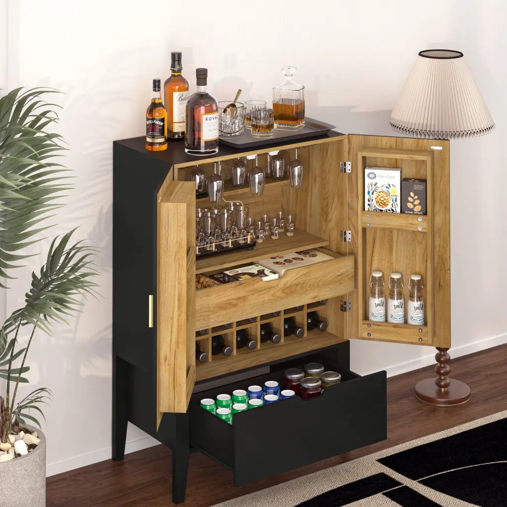Lockers Side Cabinets Wine Bar Cabinet Liquor Storage Credenza Sideboard jxy furniture