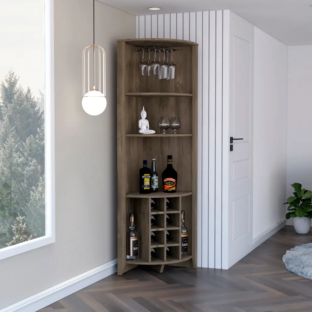 Essential Corner Bar Cabinet Three Shelves Eight Built Wine Rack Home rta muebles colombia