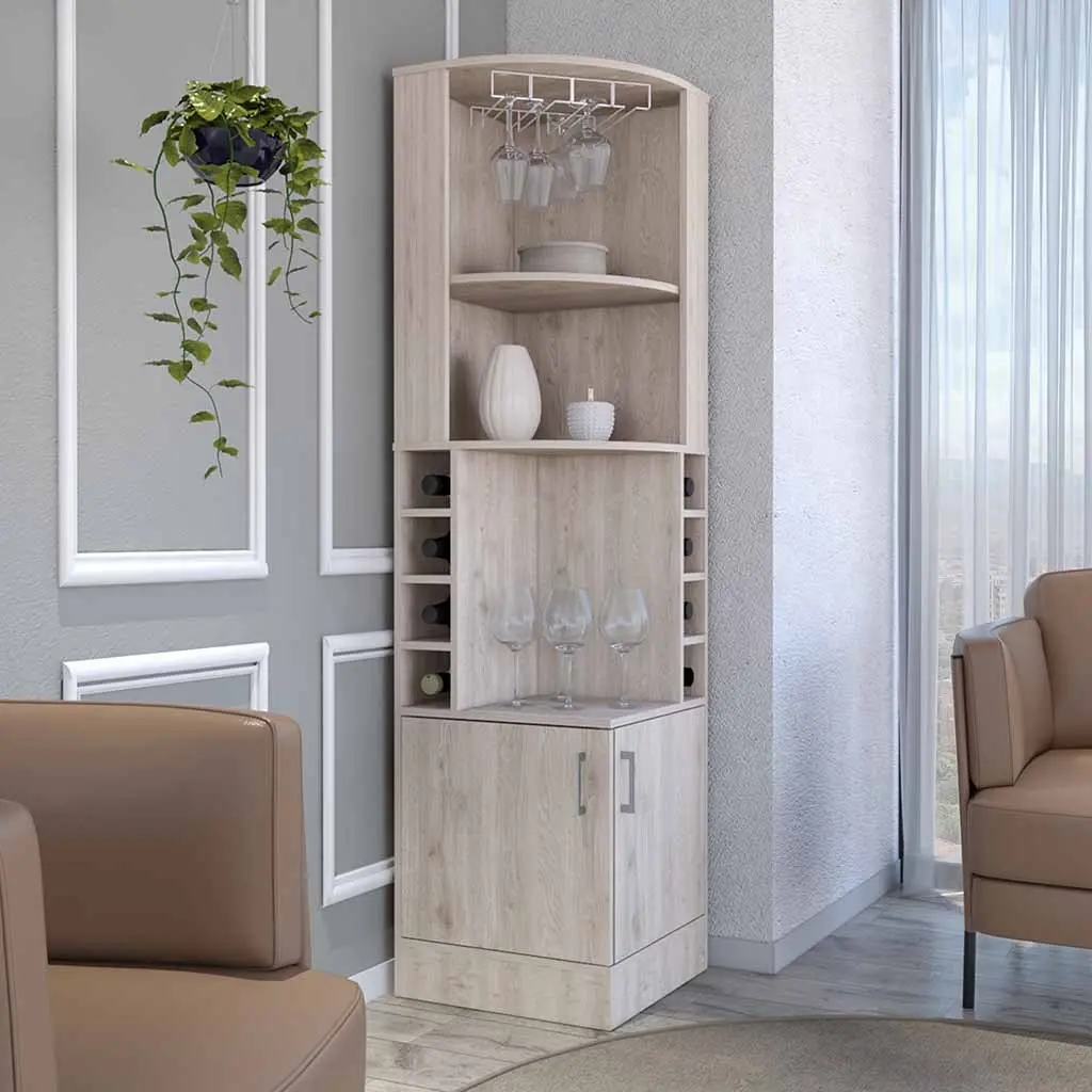 Bar Cabinet Papprika 8 Wine Cubbies Double Door Light Gray Finish L treevol furniture