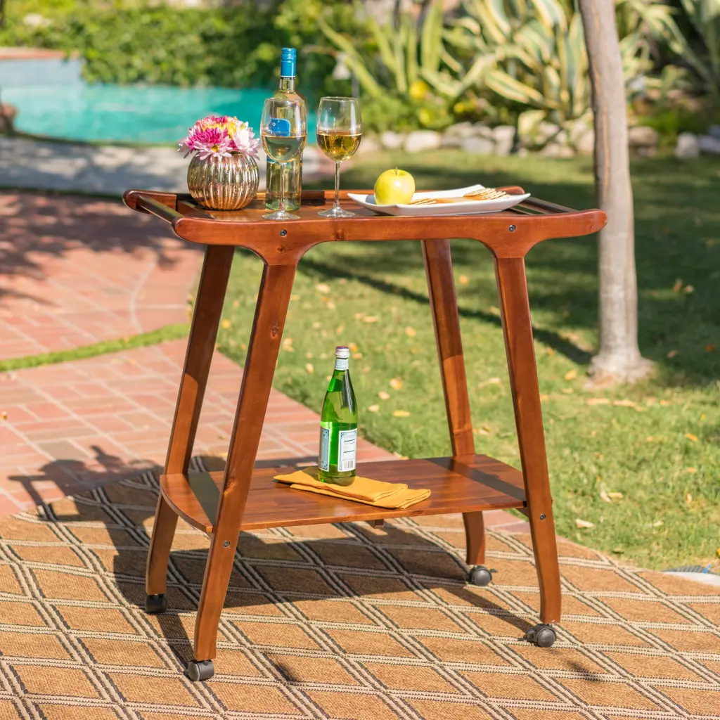 Bar Shopping Basket Mahogany Acacia Wood nh-purenest