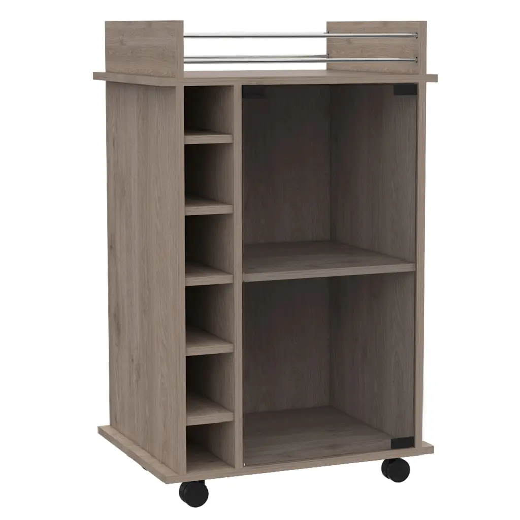 Dukat Bar Shopping Basket Two Shelves Six Built Wine Rack Four Casters Light rta mubles colombia