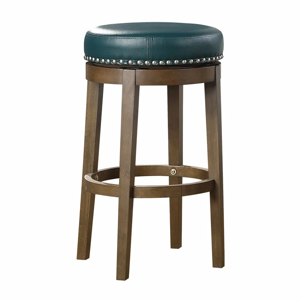 Round Swivel Bar Stools Set 2 Green Faux Hide 360 Degree Swivel kanepe