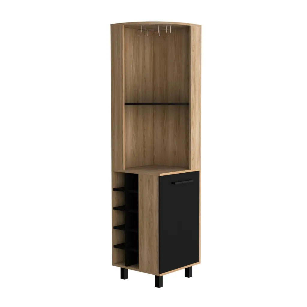 Ash 1 Door Corner Bar Cabinet 2 Shelves Tan furniture max