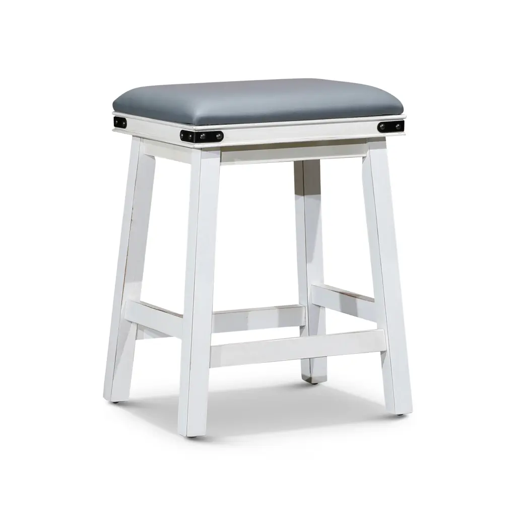 24 Inch Counter Stool Antique White Gray Hide Seat Kitchen Bar dty home
