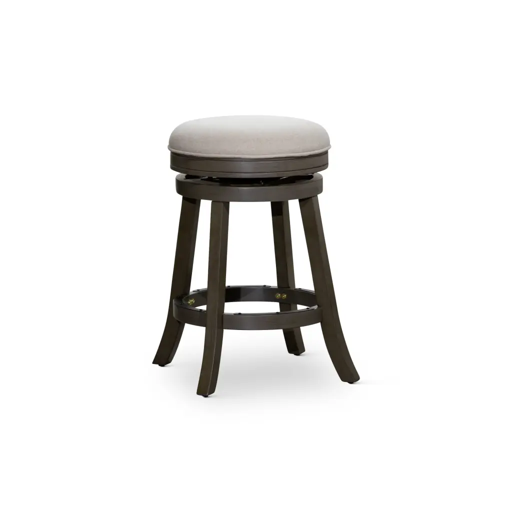 24 Inch Counter Stool Weathered Gray Finish Charcoal Material Seat Gray Fabric dty home