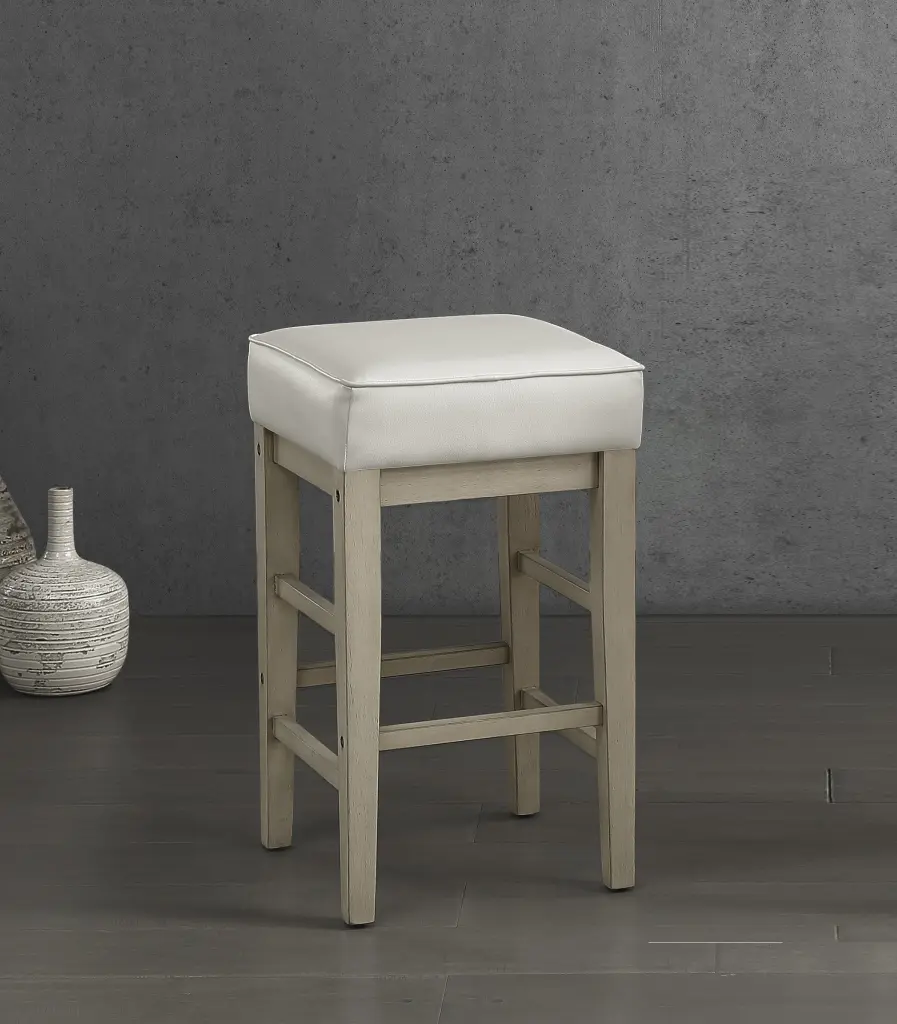 Transitional White Faux Hide Seat 24 Inch Counter Height Stools Set 2 kanepe