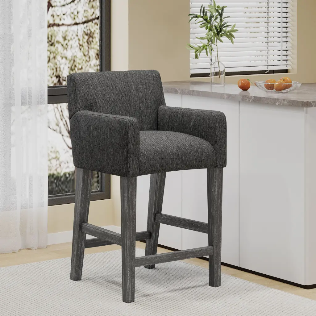Upholstered 26 Inch Counter Stool Charcoal Gray Kitchen Bar Stool nh-onfind